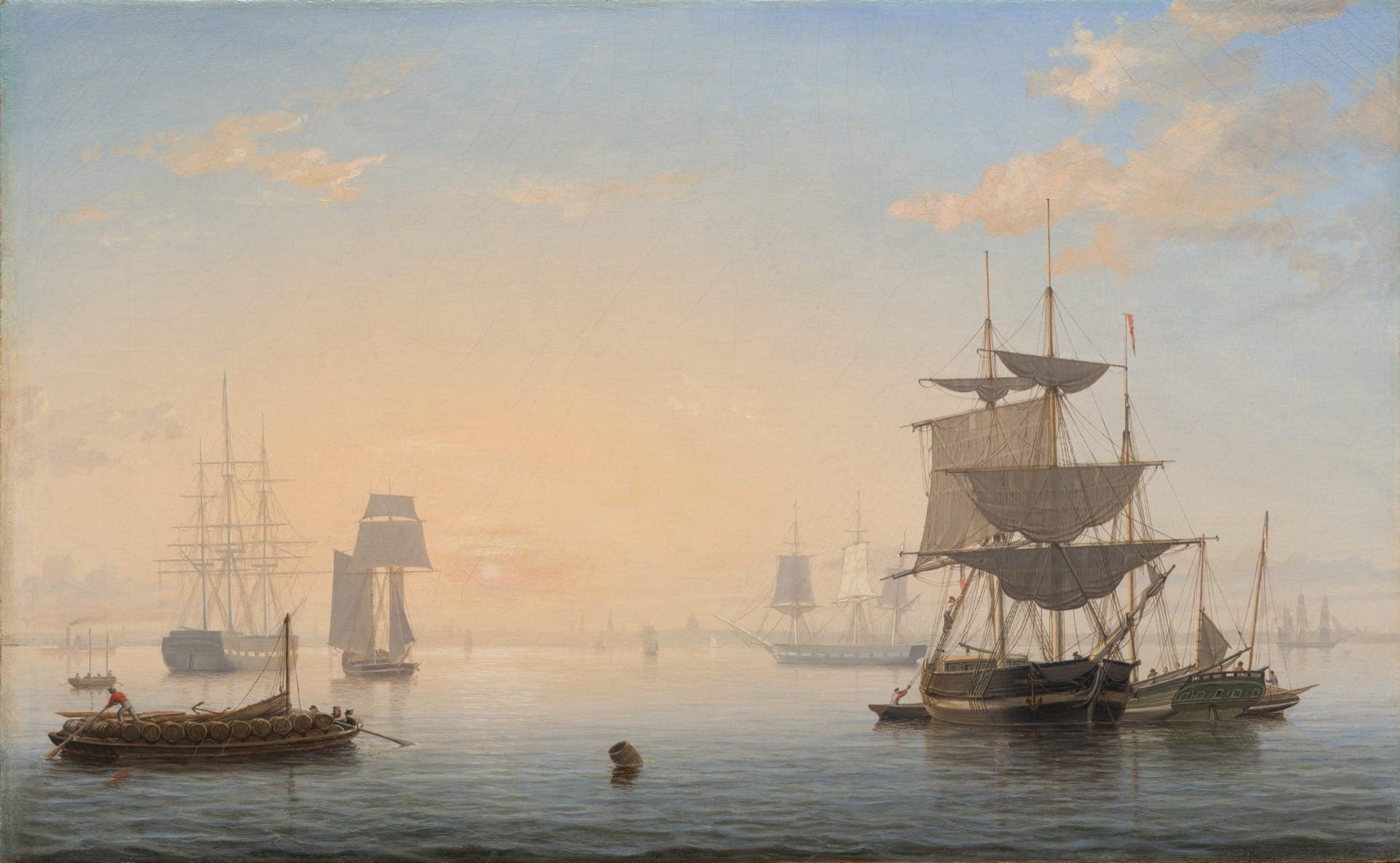 Harbor Of Boston With The City In The Distance Fitz Henry Lane 1846