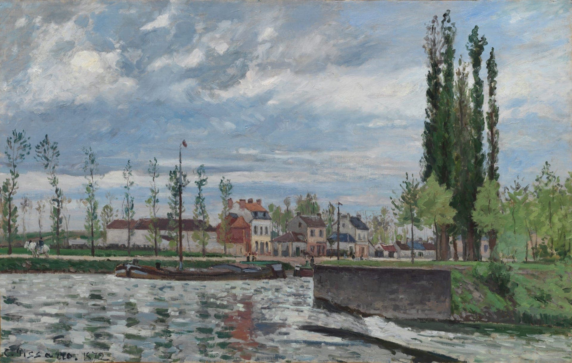 The Lock At Pontoise Camille Pissarro