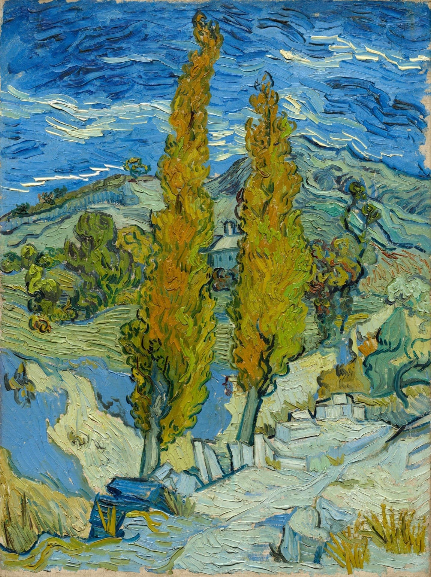 Two Poplars In The Alpilles Near Saint Rémy Vincent Van Gogh