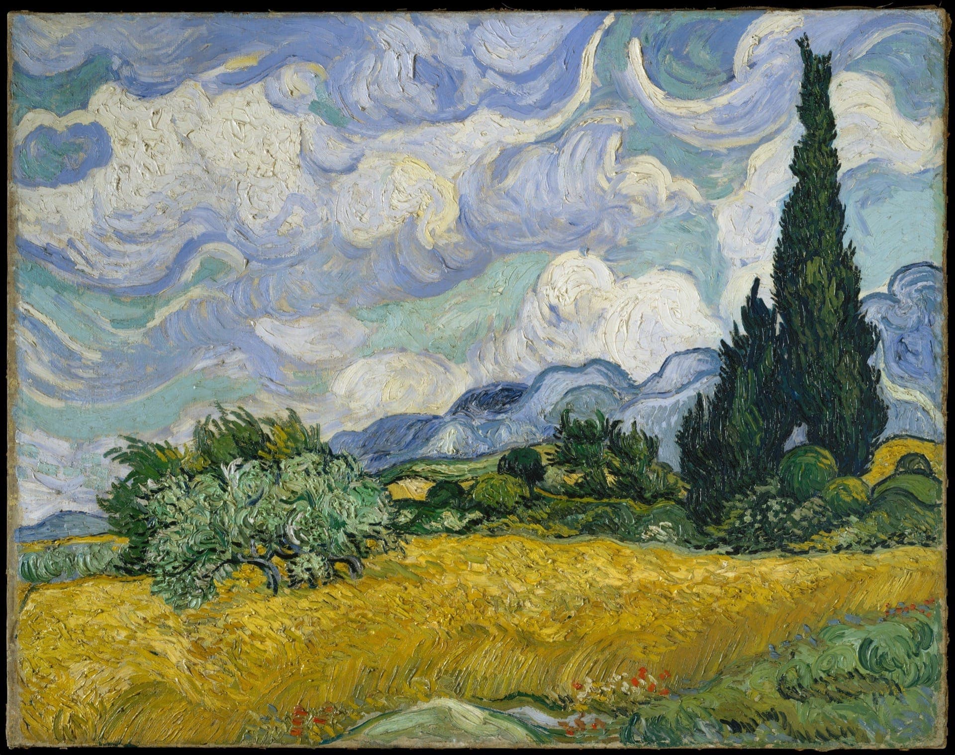 Wheat Field With Cypresses Vincent Van Gogh