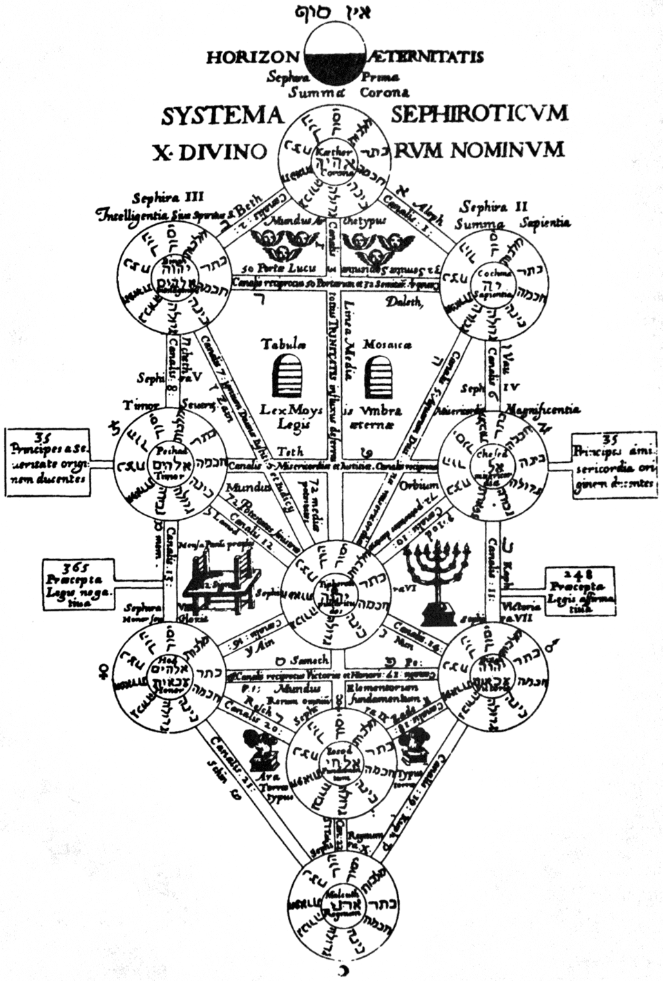 An image of a Kircher Tree, a talmudic symbol that looks similar in structure to the afore described neural network
